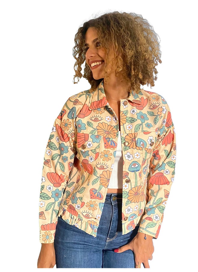 Youthful - Gabardine Jacket with Mushrooms Pattern - Image 1