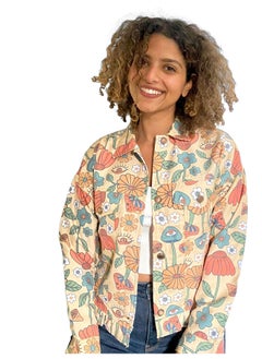 Gabardine Jacket with Mushrooms Pattern