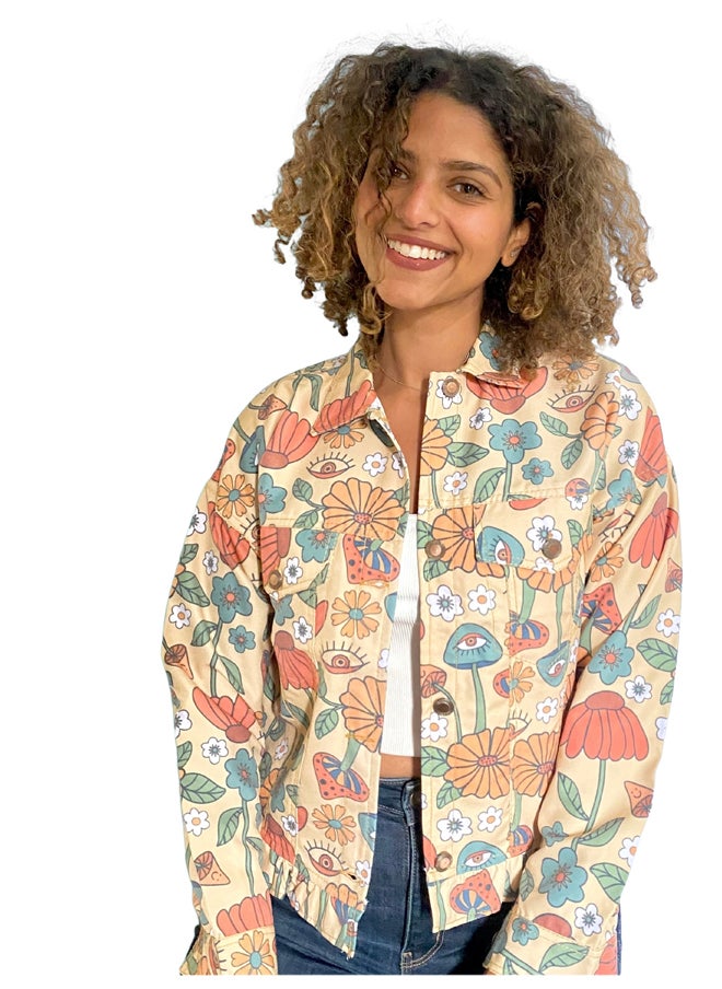 Youthful - Gabardine Jacket with Mushrooms Pattern - Image 1
