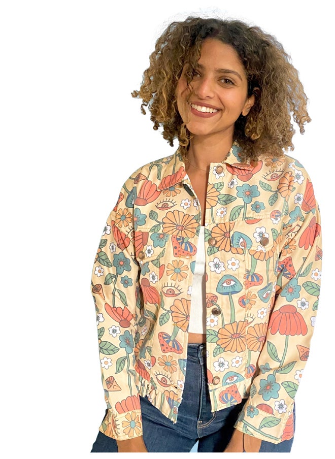 Youthful - Gabardine Jacket with Mushrooms Pattern - Image 1