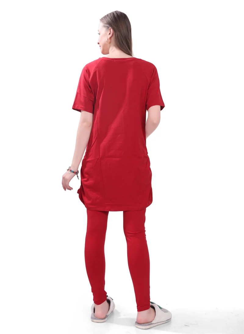 TUMMY TUMMY 2PC Set of Maternity T-shirt & High Waist Legging with Drawstring