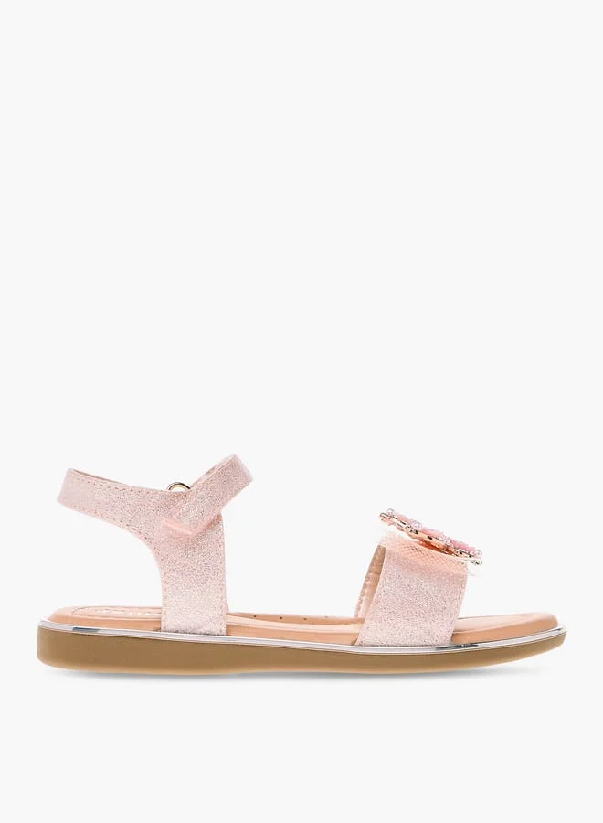 جونيورز Girls Embellished Bow Applique Sandals With Hook And Loop Closure Ramadan Collection