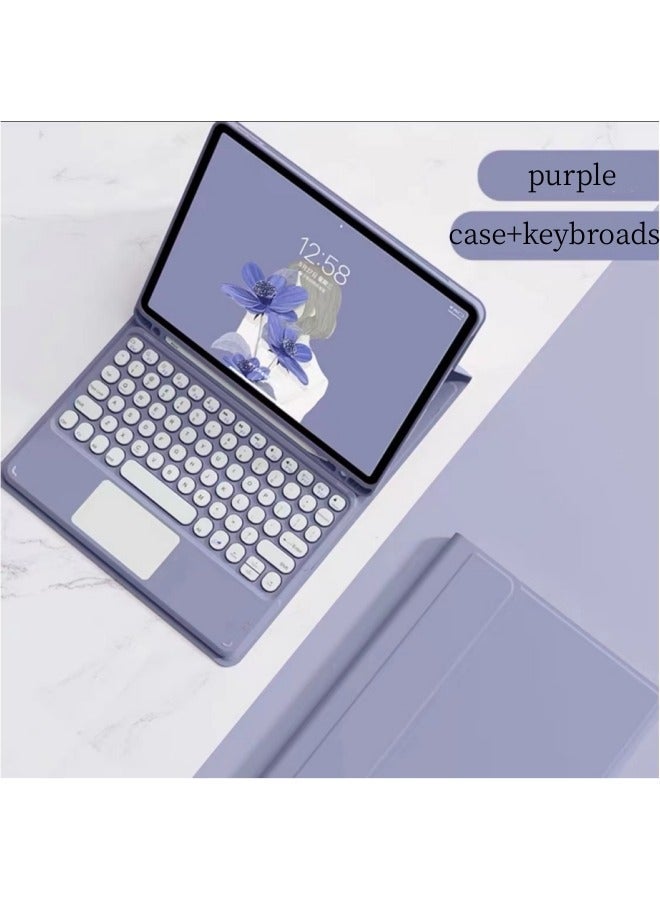 حافظة لوحة مفاتيح إنجليزية لهاتف سامسونج جالاكسي ايه 9 بلس اس ام-اكس 210/216 11 بوصة ، دائرية مغناطيسية قابلة للفصل بلوتوث لاسلكي مع حامل قلم سمارت فوليو مسنده - Image 1