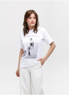 Artograph Women premium cotton white T-shirt with artist unique painting Ballet 2008  - Image 2