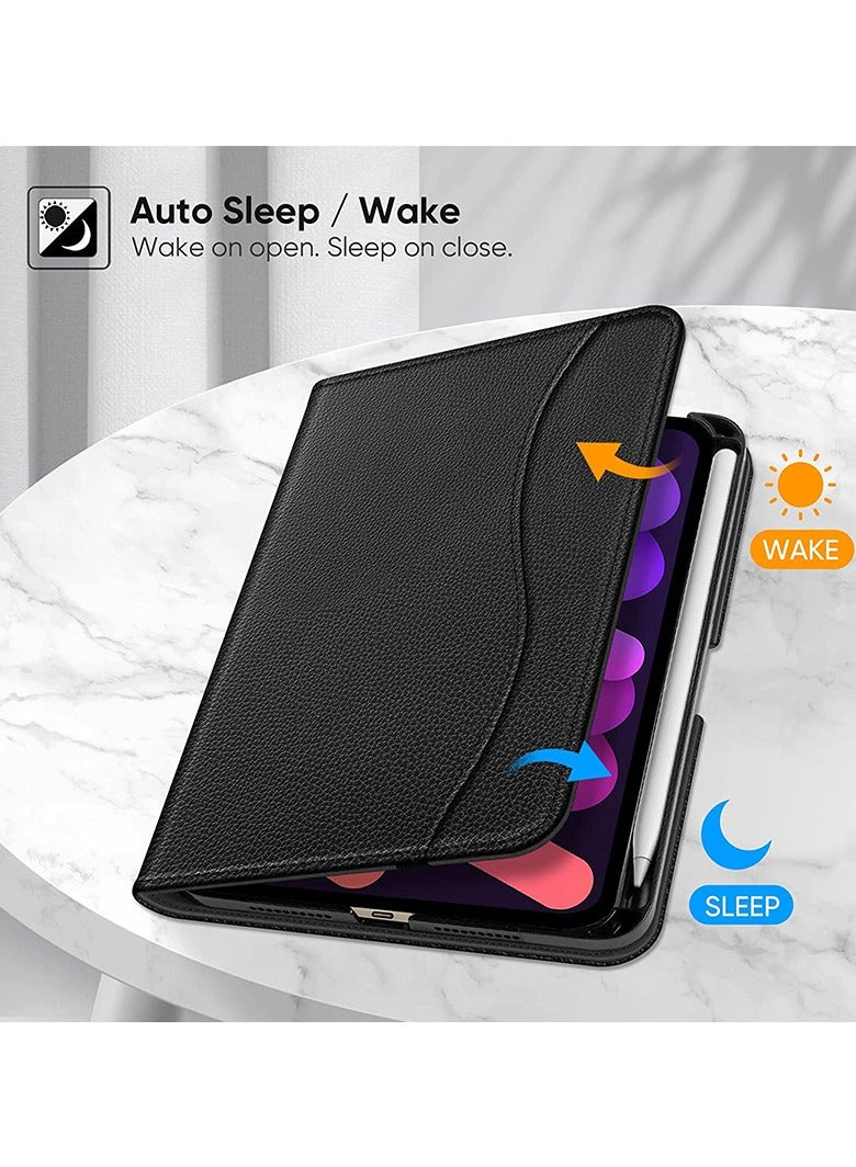 عام “حافظة لـ iPad Mini 6 2021 (الجيل السادس)، جلد PU فاخر، رف مقابلي، كماشة ذكية، عرض متعدد، ووظيفة الاستيقاظ والسكون التلقائي” - Image 3