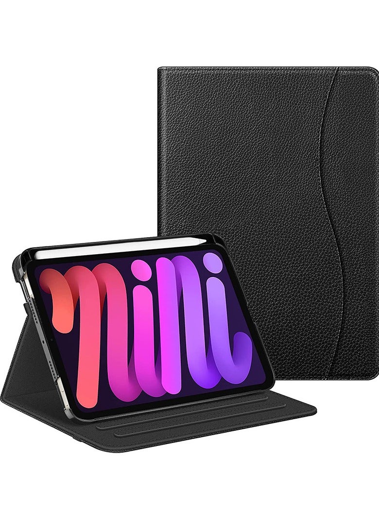 عام “حافظة لـ iPad Mini 6 2021 (الجيل السادس)، جلد PU فاخر، رف مقابلي، كماشة ذكية، عرض متعدد، ووظيفة الاستيقاظ والسكون التلقائي” - Image 1