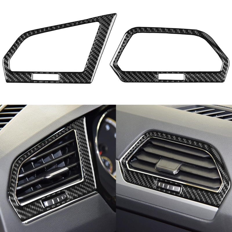 NVCNX Real Carbon Fiber Accessories for Volkswagen VW Tiguan 20182024 2019 2020 2021 2022 2023 Car Thick Overlay Dash Dashboard Sides Air Vent Frame Cover Interior Trim Soft Sticker Decal 2PCs - Image 2