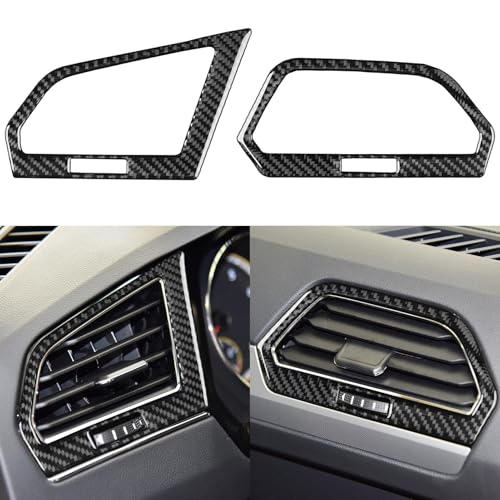 NVCNX Real Carbon Fiber Accessories for Volkswagen VW Tiguan 20182024 2019 2020 2021 2022 2023 Car Thick Overlay Dash Dashboard Sides Air Vent Frame Cover Interior Trim Soft Sticker Decal 2PCs - Image 1