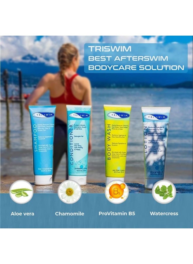 Triswim Gift Set Value Pack Of 4 + Mesh Bag Travel Kit Swim Care Chlorine Removal Body Wash + Swimmers Shampoo + Conditioner And Lotion 8.5 Fl Oz For Hydrated Skin And Healthy Hair  - Image 3