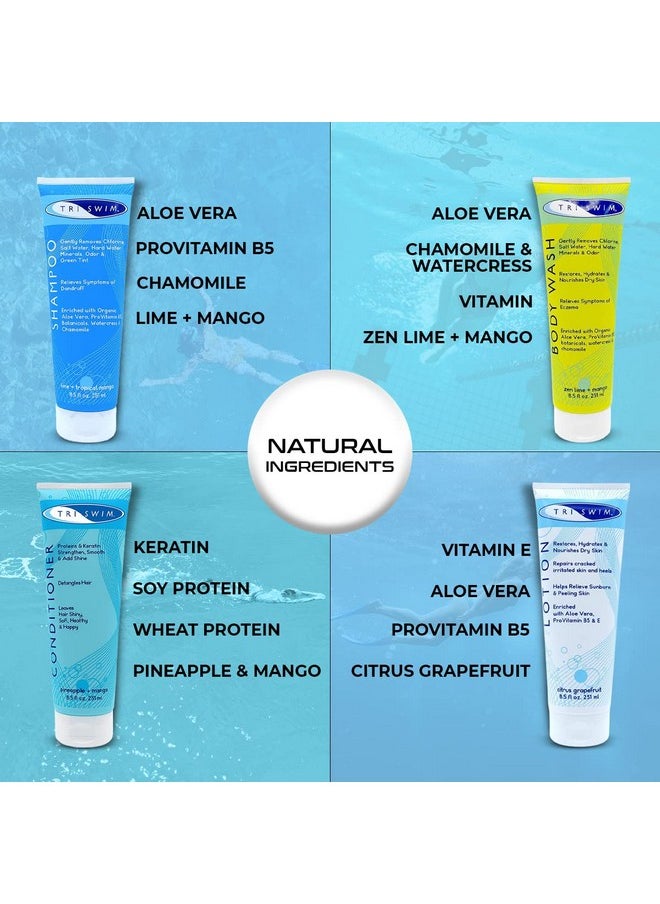 Triswim Gift Set Value Pack Of 4 + Mesh Bag Travel Kit Swim Care Chlorine Removal Body Wash + Swimmers Shampoo + Conditioner And Lotion 8.5 Fl Oz For Hydrated Skin And Healthy Hair  - Image 4