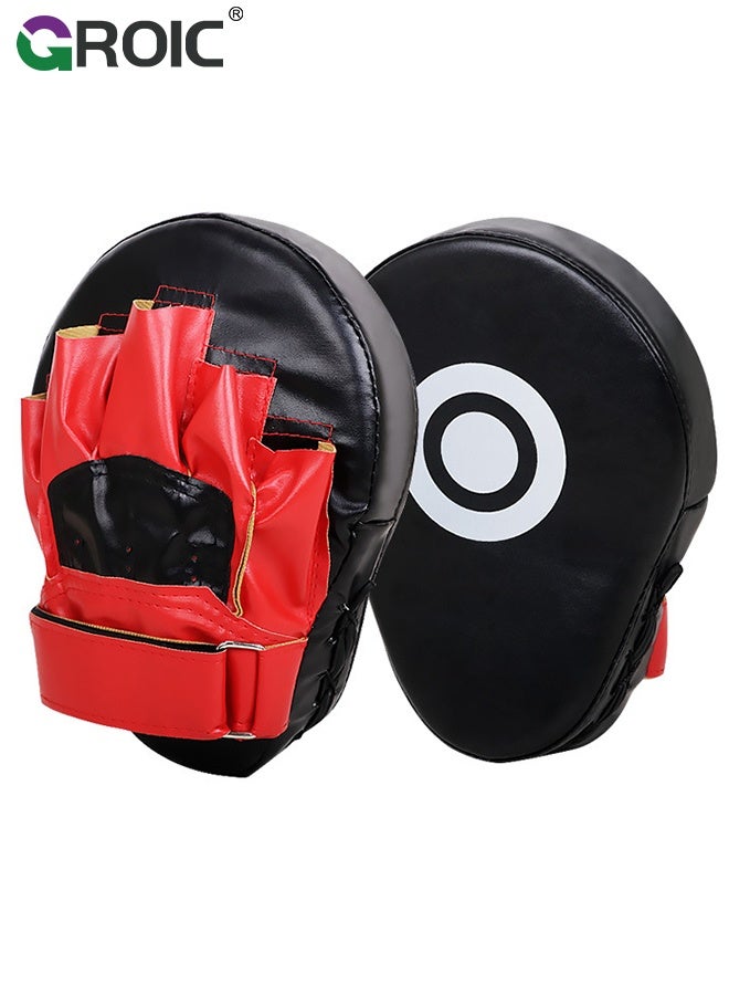 GROIC 1 PC Boxing Curved Focus Punching Mitts, Boxing Pads Shock Absorbent Training Hand Pads, Extra Large & Thicken Leatherette Boxing Equipment for Karate, Muay Thai Kick, Sparring, Martial Arts, MMA - Black&Red - Image 1