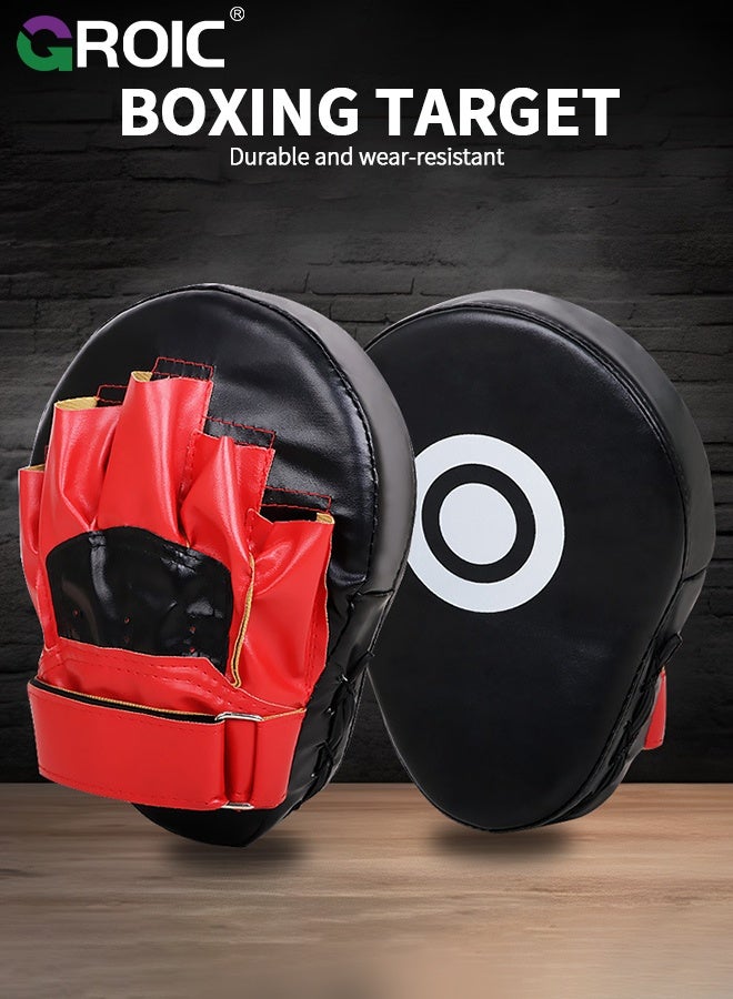 GROIC 1 PC Boxing Curved Focus Punching Mitts, Boxing Pads Shock Absorbent Training Hand Pads, Extra Large & Thicken Leatherette Boxing Equipment for Karate, Muay Thai Kick, Sparring, Martial Arts, MMA - Black&Red - Image 2