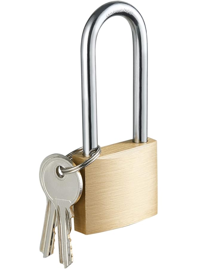 PROMASS PROMASS Solid Brass Lock and Key,Pad Lock with 1-9/16 in. (40 mm) Wide Lock Body, 2-1/2 in. Long Shackle Gate Padlock for Outdoor Fence， Sheds, Storage Unit, Gate, Toolbox,Trailer，Garages，1Pack  - Image 1