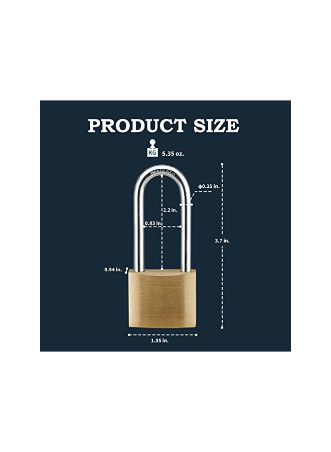 PROMASS PROMASS Solid Brass Lock and Key,Pad Lock with 1-9/16 in. (40 mm) Wide Lock Body, 2-1/2 in. Long Shackle Gate Padlock for Outdoor Fence， Sheds, Storage Unit, Gate, Toolbox,Trailer，Garages，1Pack  - Image 2