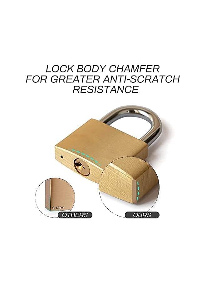 PROMASS PROMASS Solid Brass Lock and Key,Pad Lock with 1-9/16 in. (40 mm) Wide Lock Body, 2-1/2 in. Long Shackle Gate Padlock for Outdoor Fence， Sheds, Storage Unit, Gate, Toolbox,Trailer，Garages，1Pack  - Image 5