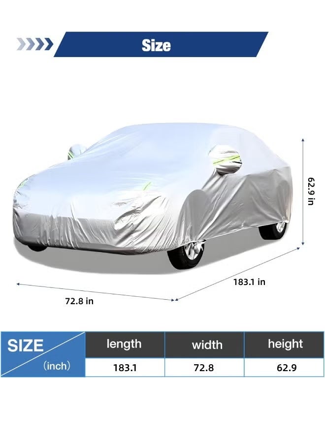 Waterproof Car Cover All Weather – Snowproof, UV Protection & Windproof Outdoor Full Car Cover, Universal Fit for Sedan & SUV (Fit Sedan Length 183-206 inch,Silver) - Image 2