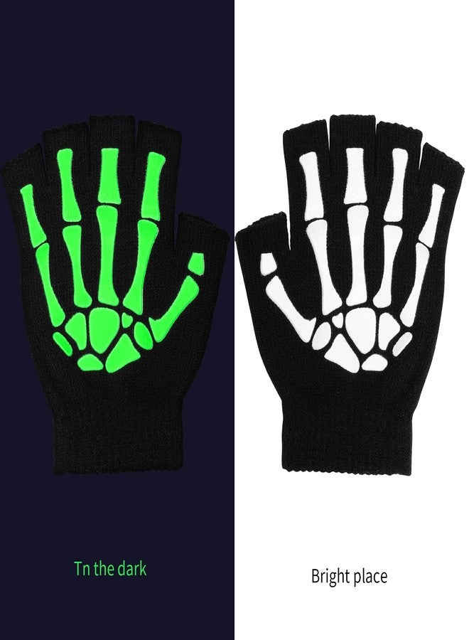 Tongcloud 6 Pairs Unisex Stretchy Hand Warmer Skeleton Knit Glow in The Dark for Adult and Kids - Image 5