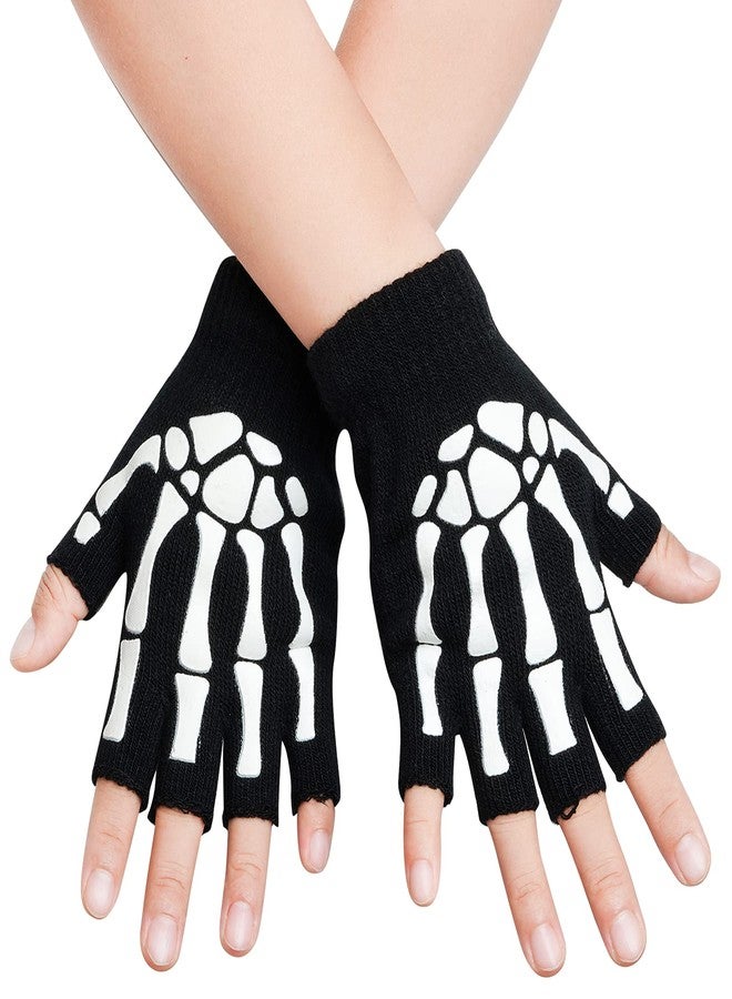 Tongcloud 6 Pairs Unisex Stretchy Hand Warmer Skeleton Knit Glow in The Dark for Adult and Kids - Image 4