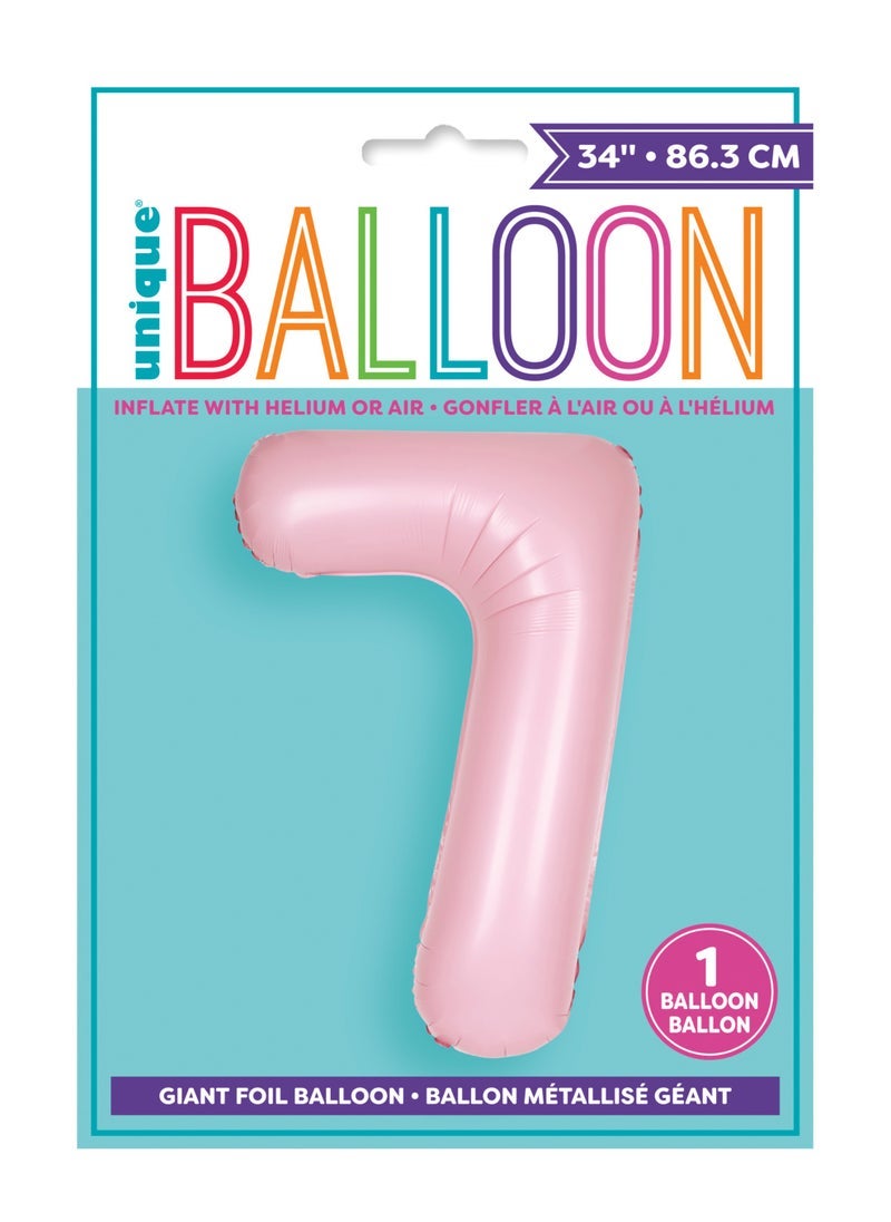 Unique 34" Matte lovely pink number 7 foil balloon - Image 2