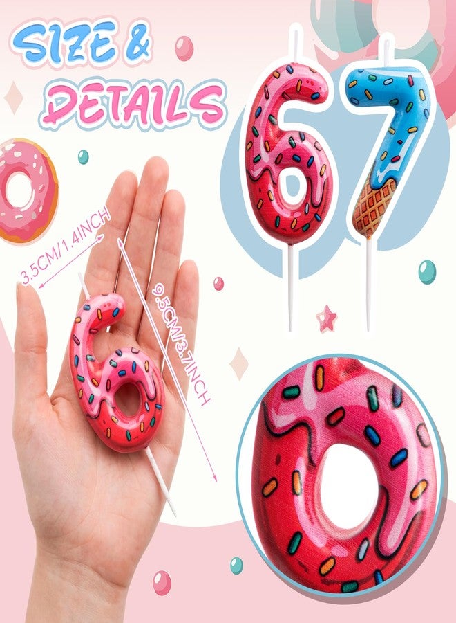 شمعة VIHOSE المضحكة على شكل ميم 67، شمعة كعكة عيد ميلاد على شكل الرقم 67، زينة كعكة على شكل دونات وآيس كريم، زينة حفلات 6 و7، هدية ميم عصرية للتبادل، زينة هدايا 2026 - Image 2