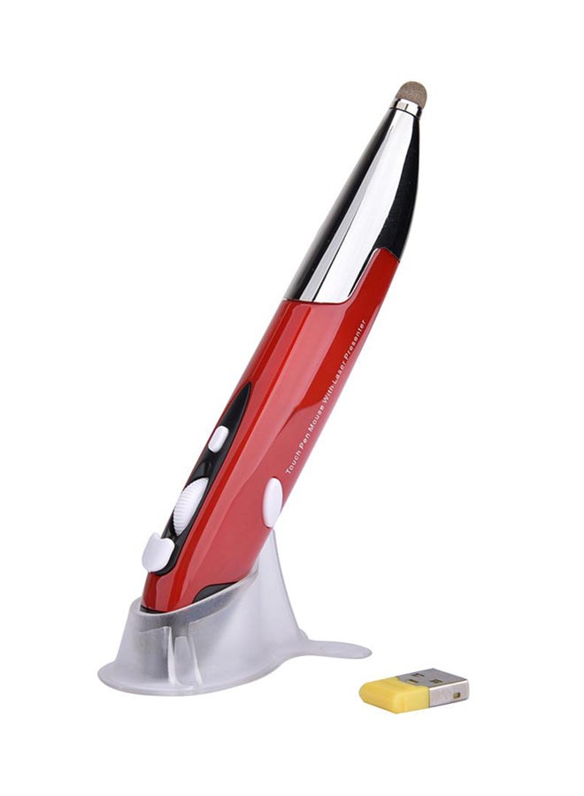 Wireless USB Optical Pen Mouse With Capacitive Touch Screen Stylus Pen Red - Image 1