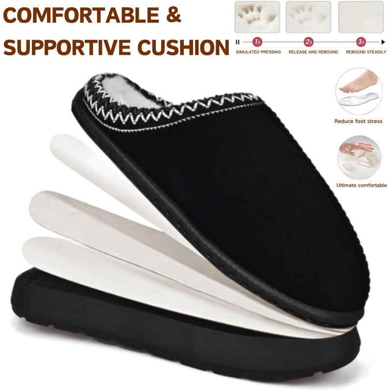 BERANMEY Fuzzy Memory Foam Slippers for Women Men Cozy Platform House Shoes with Anti-Slip Sole Warm Plush Lined Non-Slip Indoor Outdoor Short Ankle Slippers - Image 5