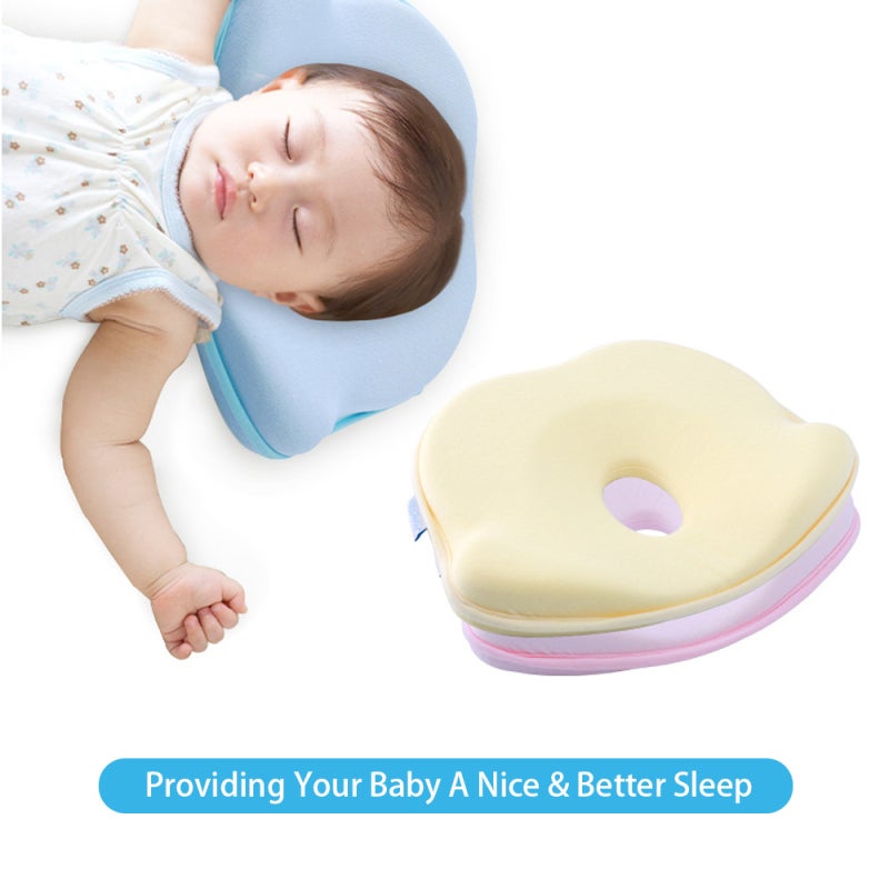 Baby Pillow: Memory Foam Safe Skin-friendly Washable Head Support - Compact Lightweight Head Alignment Pillow for Newborns Aged 0-1 Infant Sleep - Image 3