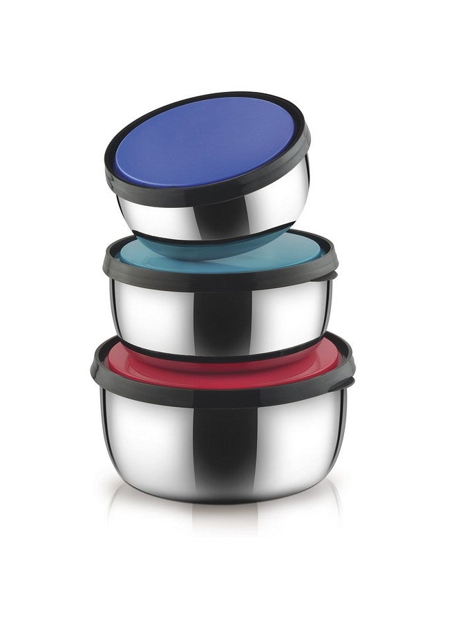 CLASSIC ESSENTIALS kiwi Stainless Steel Food Storage Container with Multi Color Lid, Serve & Store | Spill Free | Food Grade | Multipurpose Use | Air Tight | Leak Proof, Multicolor, Set of 4 - Image 1