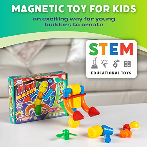 POPULAR PLAYTHINGS Mag Builder Building Set Magnetic Connecting Toy for Kids Imagination and Creative Play Crazy Shapes Gift for Children 20 Piece - Image 5