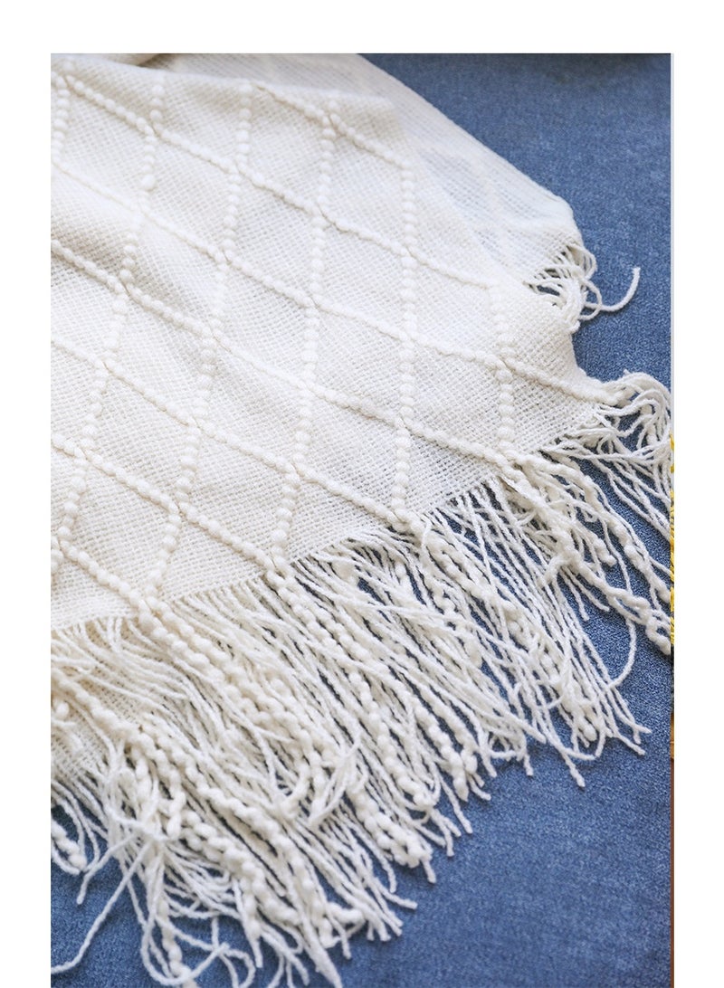 Knitted Throw Blanket with Tassels, Lightweight Sofa Cover Blanket for Office Nap, Summer Air Conditioning Throw for Home Use - Image 2