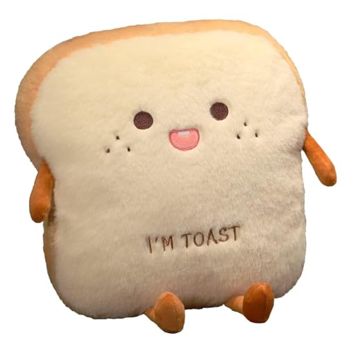 Goylmc Toast Bread Plush Pillow Bread Stuffed PillowFood Plush Pillow with Hand Pocket Great Gift Choice for Kids Adults 157  137 inHappy - Image 1