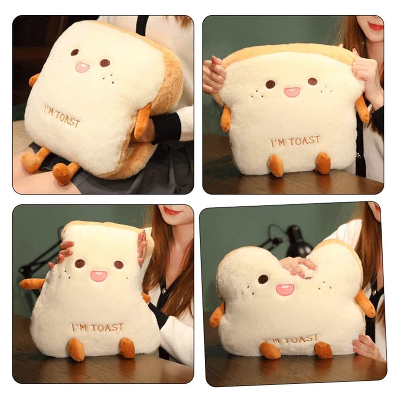 Goylmc Toast Bread Plush Pillow Bread Stuffed PillowFood Plush Pillow with Hand Pocket Great Gift Choice for Kids Adults 157  137 inHappy - Image 3