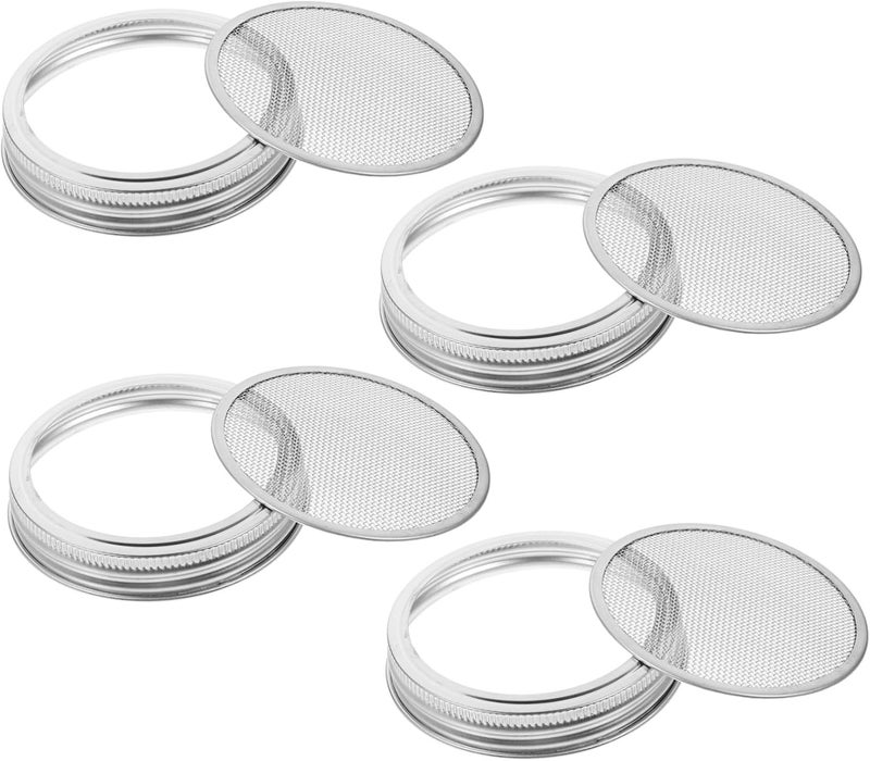 4pcs Jar Wide Mouth Lids Sprouting Lid Set Stainless Steel Mesh Cover for Sprouting Jars for Home Indoor Garden - Image 1