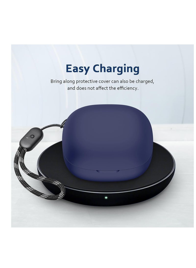 غطاء حماية من السيليكون متوافق مع Anker Soundcore R50i وAnker Soundcore P20i غطاء حماية محمول مع سلسلة مفاتيح (أزرق) - Image 2