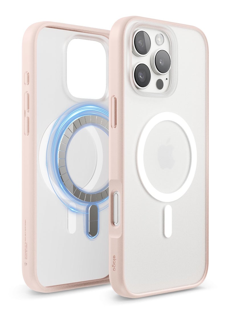Elago Magnetic Hybrid for iPhone 16 Pro Max Compatible with MagSafe Case Cover - Soft Feeling Clear Lovely Pink