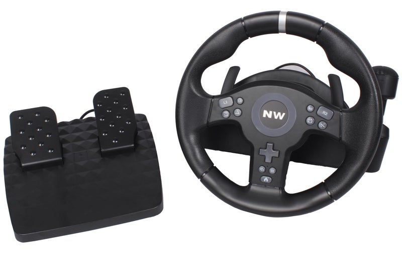New World V24-S22 Gaming Wheel Racing Wheel Steering Wheel for PC,PS4,PS3 XBox series,Switch Console with Pedals Integrated Shifter and Vibration 270 Degree Rotation - Image 1