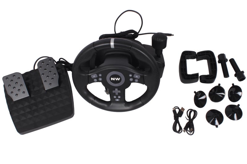 New World V24-S22 Gaming Wheel Racing Wheel Steering Wheel for PC,PS4,PS3 XBox series,Switch Console with Pedals Integrated Shifter and Vibration 270 Degree Rotation - Image 4