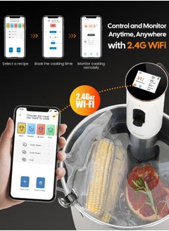 INKBIRD INKBIRD WiFi Sous Vide Machine ISV-101W Sous Vide Cooker 1000 Watts TFT Display Screen 3D Water Circulation Heating with App Preset Menus Cooking Completion Pre-alarm Overwater Protection  - Image 2