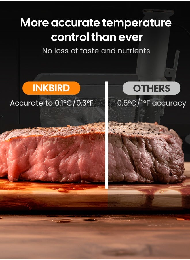 INKBIRD - INKBIRD WiFi Sous Vide Machine ISV-101W Sous Vide Cooker 1000 Watts TFT Display Screen 3D Water Circulation Heating with App Preset Menus Cooking Completion Pre-alarm Overwater Protection - Image 1