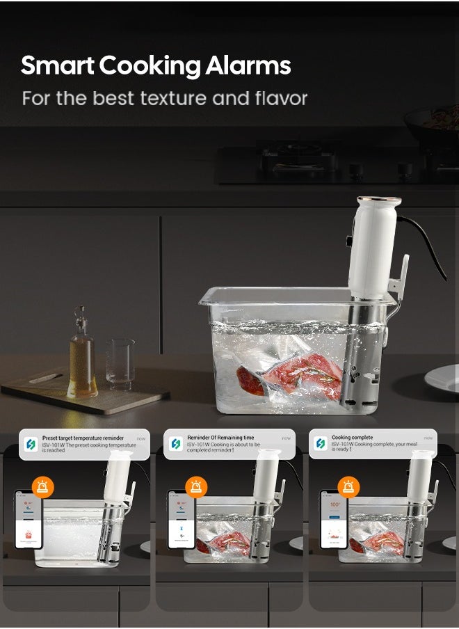 INKBIRD - INKBIRD WiFi Sous Vide Machine ISV-101W Sous Vide Cooker 1000 Watts TFT Display Screen 3D Water Circulation Heating with App Preset Menus Cooking Completion Pre-alarm Overwater Protection - Image 1