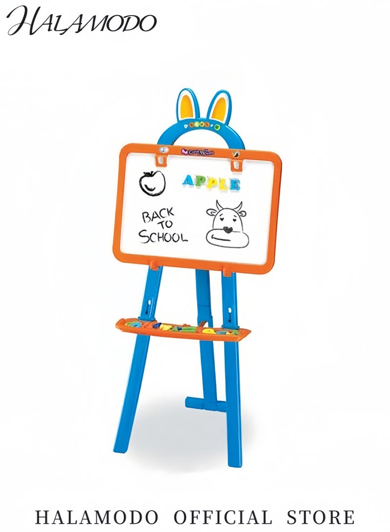 HALAMODO Kids Double-Sided Easel Magnetic Whiteboard & Chalkboard Adjustable Height Art Set for Toddlers Ages 2 and Up Perfect for Creative Play - Image 5
