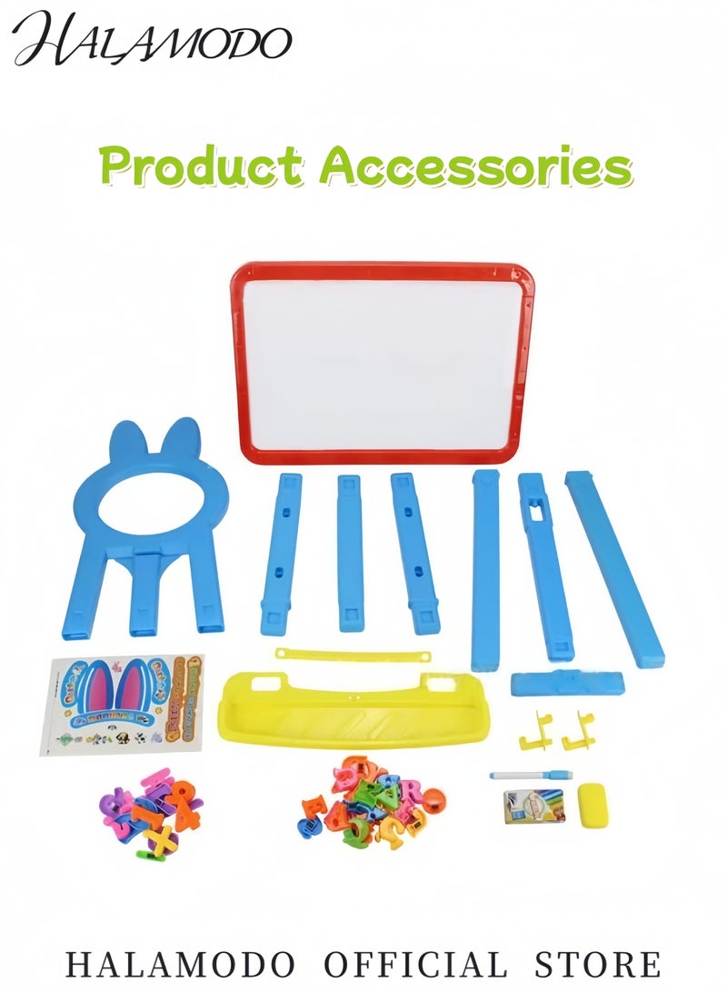 HALAMODO Kids Double-Sided Easel Magnetic Whiteboard & Chalkboard Adjustable Height Art Set for Toddlers Ages 2 and Up Perfect for Creative Play - Image 4