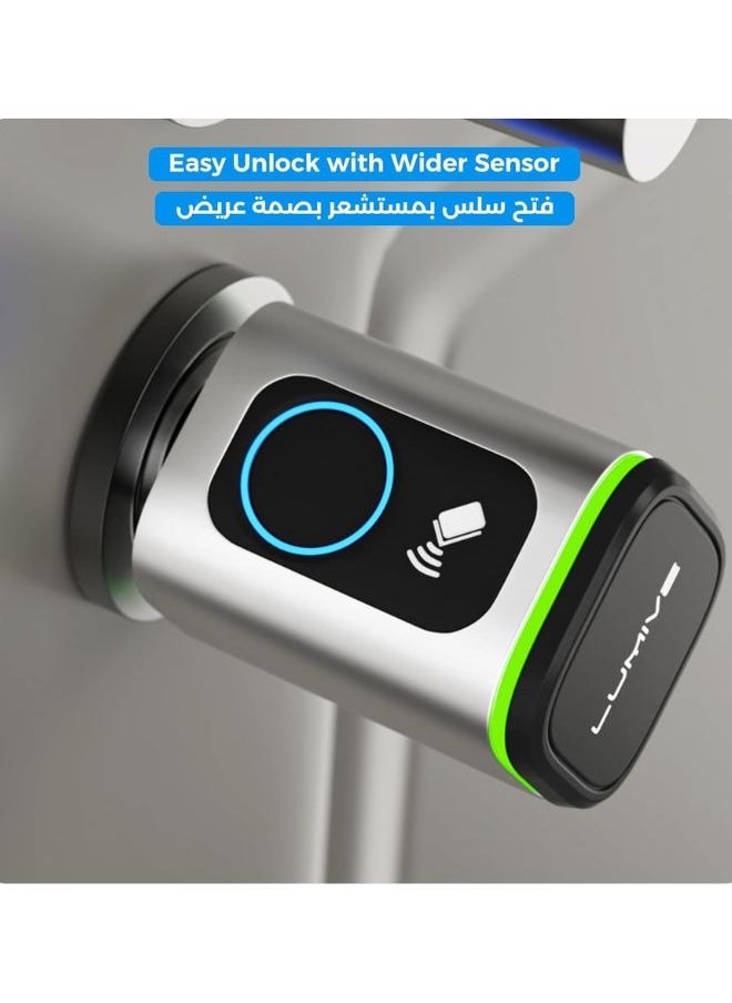 LUMIVE Lumive Smart Door Lock, Fingerprint + Keypad Door Lock, Bluetooth App Unlock,2 Keys,5 RFID Cards,Fixed Cylinder, Silver [Battery Included] (60mm Smart Cylinder)  - Image 4