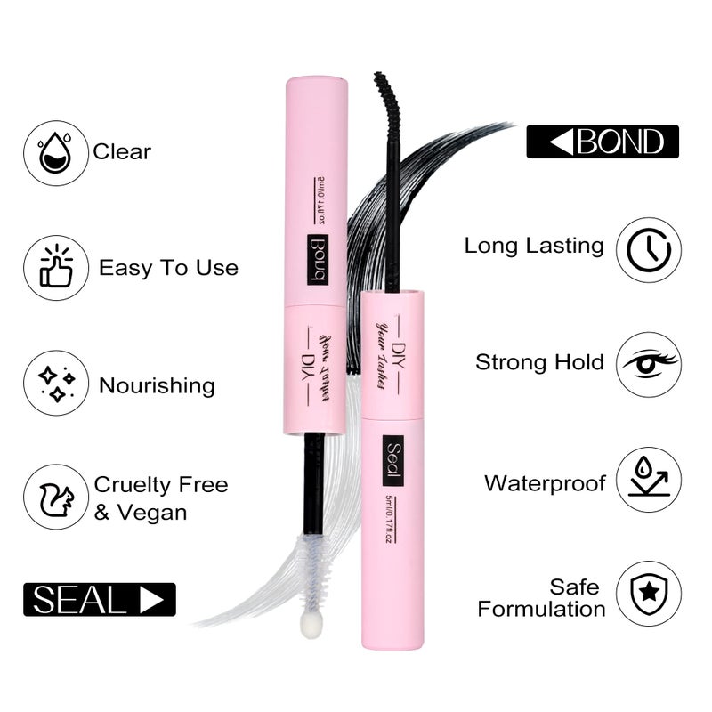 ALICE Lash Bond and Seal, Cluster Lashes Glue for DIY Eyelash Extensions, Super Strong Hold No-Latex Waterproof Adhesive Eyelash Extension Glue (10ml) - Image 3
