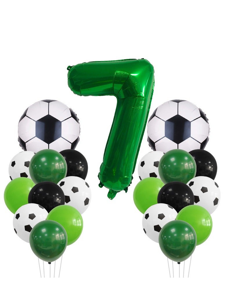 MIXDE 32 Inch Soccer Balloons Set 5st Birthday Decoration Green Number 5 Foil Soccer Balloon Black Star Balloons for Children's Boys Birthday Party Football Themed Party Supplies (7) - Image 1