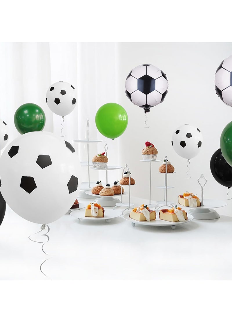 MIXDE 32 Inch Soccer Balloons Set 5st Birthday Decoration Green Number 5 Foil Soccer Balloon Black Star Balloons for Children's Boys Birthday Party Football Themed Party Supplies (7) - Image 4