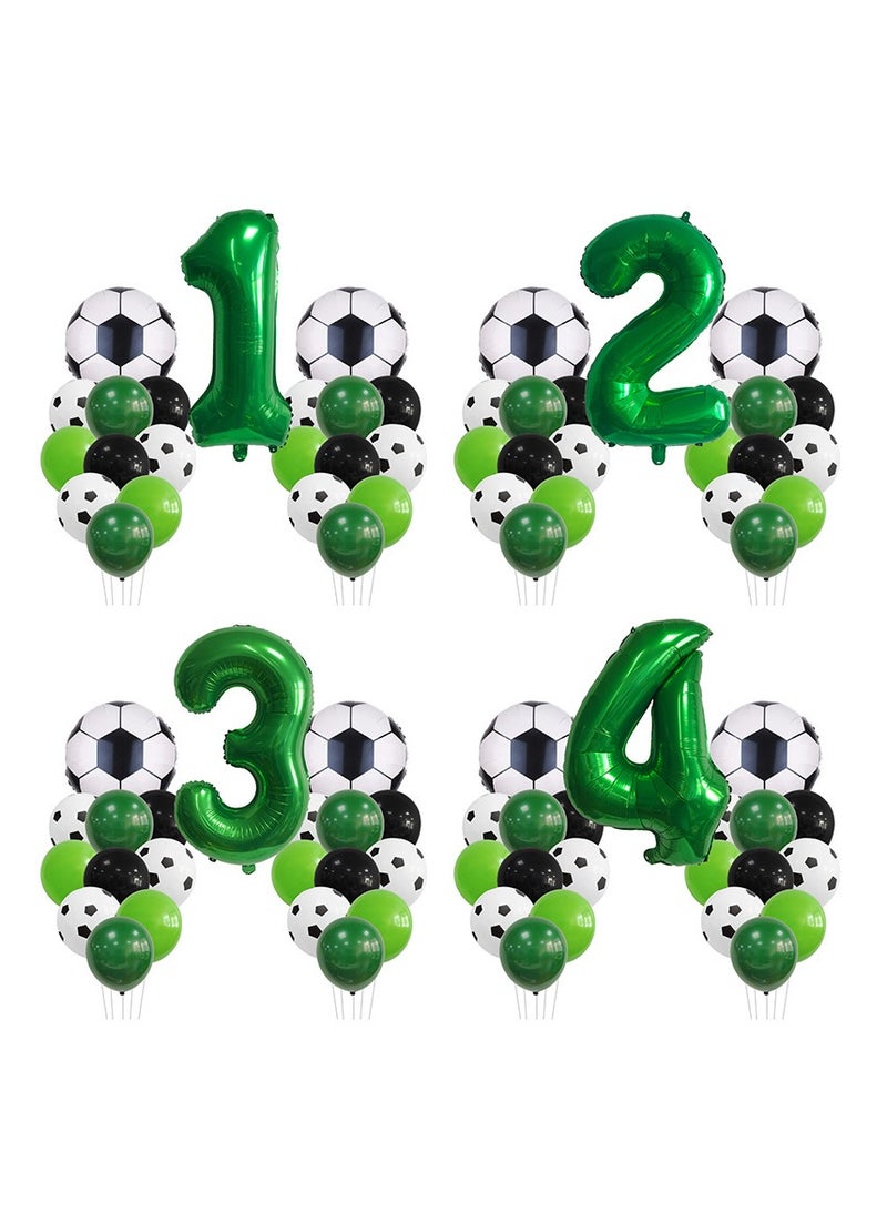 MIXDE 32 Inch Soccer Balloons Set 5st Birthday Decoration Green Number 5 Foil Soccer Balloon Black Star Balloons for Children's Boys Birthday Party Football Themed Party Supplies (7) - Image 2