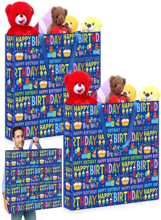 Pickmesh 2 Pcs Extra Large Birthday Bags 31.5x23.6x7.9 Inch Colorful Happy Birthday Gift Bag Oversize Non Woven Fabric Wrapping Pouch for Wedding Baby Shower Party Giant Present Wrap Supplies - Image 2