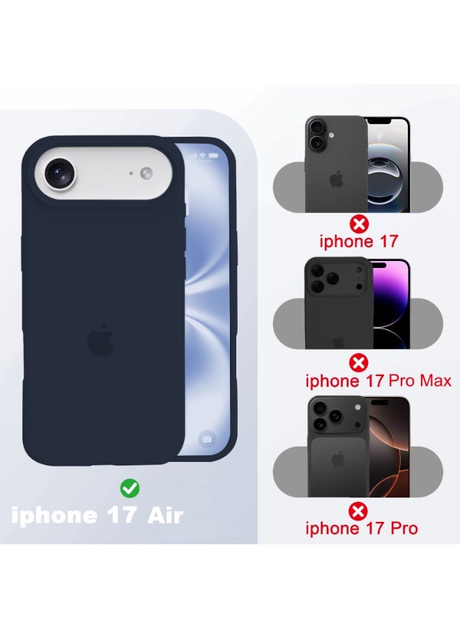 أوللاي حافظة واقية لهاتف iPhone 17 Air، مصنوعة من مادة السيليكون، مقاومة للصدمات مع حماية عدسة الكاميرا وتغطية زر التحكم، غطاء واقي للهاتف المحمول مضاد للصدمات، متوافق مع ملحقات MagSafe، لون أزرق داكن - Image 2