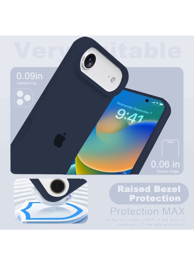 أوللاي حافظة واقية لهاتف iPhone 17 Air، مصنوعة من مادة السيليكون، مقاومة للصدمات مع حماية عدسة الكاميرا وتغطية زر التحكم، غطاء واقي للهاتف المحمول مضاد للصدمات، متوافق مع ملحقات MagSafe، لون أزرق داكن - Image 4